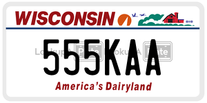 555KAA  license plate in WI