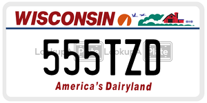 555TZD  license plate in WI
