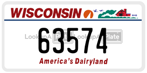 63574  license plate in WI