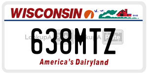 638MTZ  license plate in WI