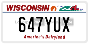 647YUX  license plate in WI