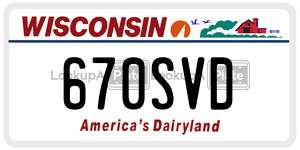 670SVD license plate in Wisconsin