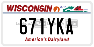 671YKA  license plate in WI