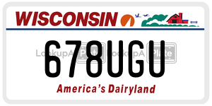 678UGU  license plate in WI