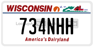 734NHH  license plate in WI
