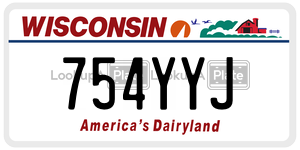 754YYJ  license plate in WI