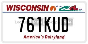 761KUD  license plate in WI