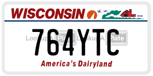 764YTC  license plate in WI