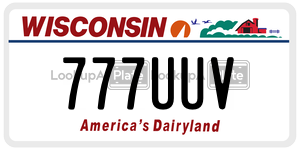 777UUV  license plate in WI