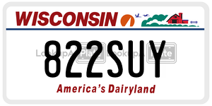 822SUY  license plate in WI