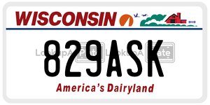 829ASK  license plate in WI
