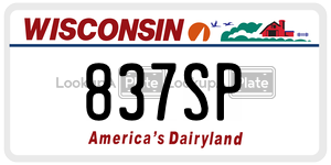 837SP license plate in Wisconsin