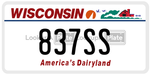 837SS license plate in Wisconsin