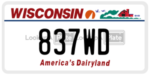 837WD  license plate in WI
