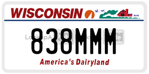 838MMM  license plate in WI
