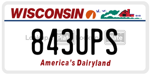 843UPS  license plate in WI