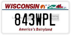 843WPL  license plate in WI