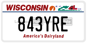 843YRE  license plate in WI