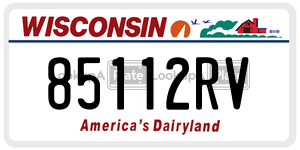 85112RV  license plate in WI