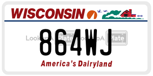 864WJ  license plate in WI