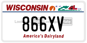 866XV license plate in Wisconsin