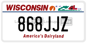868JJZ  license plate in WI