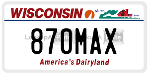 870MAX  license plate in WI