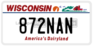 872NAN  license plate in WI
