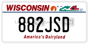 882JSD  license plate in WI