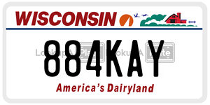884KAY  license plate in WI