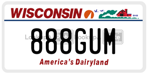888GUM  license plate in WI