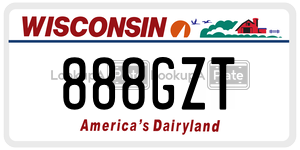 888GZT  license plate in WI