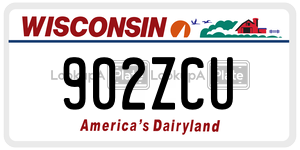 902ZCU  license plate in WI