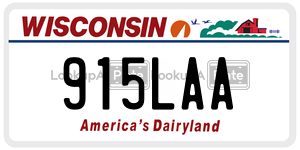 915LAA  license plate in WI