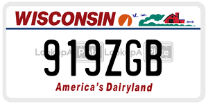919ZGB  license plate in WI