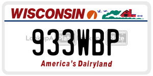 933WBP  license plate in WI