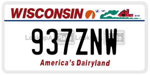 937ZNW  license plate in WI