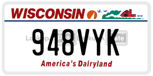 948VYK  license plate in WI