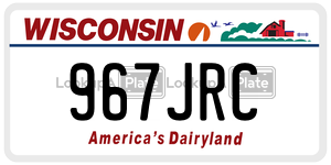 967JRC license plate in Wisconsin