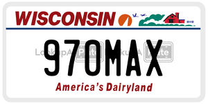 970MAX  license plate in WI