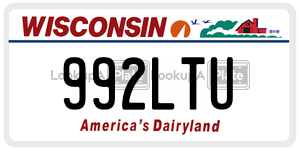 992LTU  license plate in WI