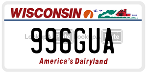 996GUA  license plate in WI