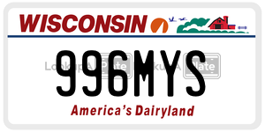 996MYS  license plate in WI