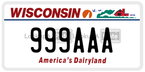 999AAA  license plate in WI