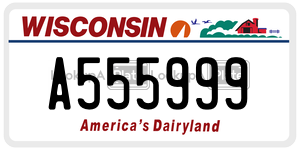 A555999 license plate in Wisconsin
