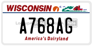 A768AG  license plate in WI