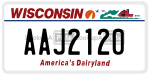 AAJ2120  license plate in WI