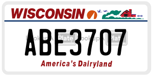 ABE3707  license plate in WI
