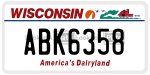 ABK6358  license plate in WI
