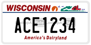 ACE1234  license plate in WI